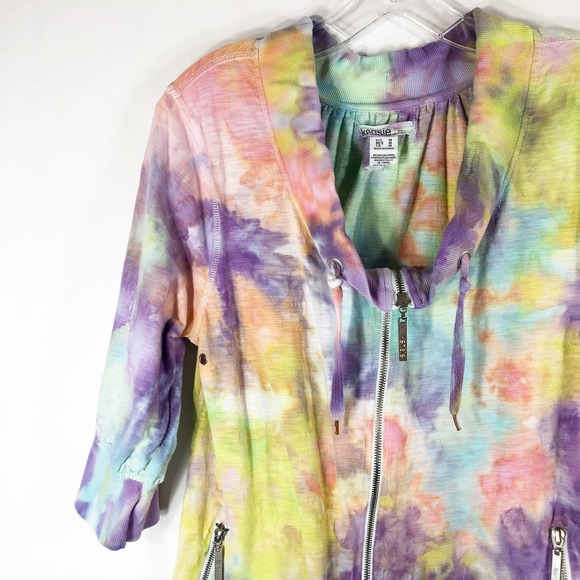 Kensie Medium‎ Jacket Carnival Camouflage Handmade Tie Dye Yellow Purple 243 - Picture 7 of 9